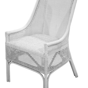 "Southbeach" Hamptons Style Rattan Cane Armchair Dining Chair, Vivid White (RRP $449)