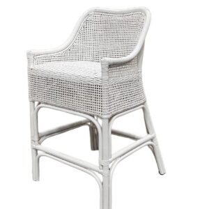"Southbeach" Hamptons Style Rattan Kitchen Counter Bar Stool, White (RRP $499)