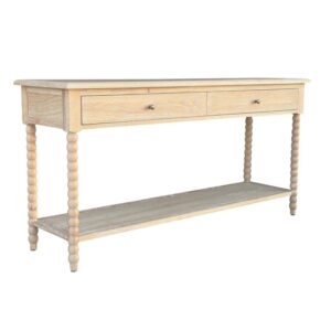 "Bobbin" Hamptons Style Timber Hall Console Table Whitewash Oak, 160cmW x 47cmD x 80cmH (RRP $1999)
