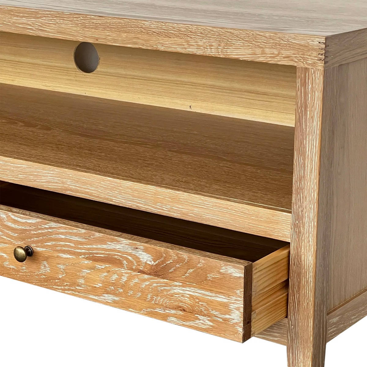 "Noosa" TV Entertainment Unit Whitewashed Oak, 160cmW x 50cmD x 55cmH (RRP $1499) - Image 3
