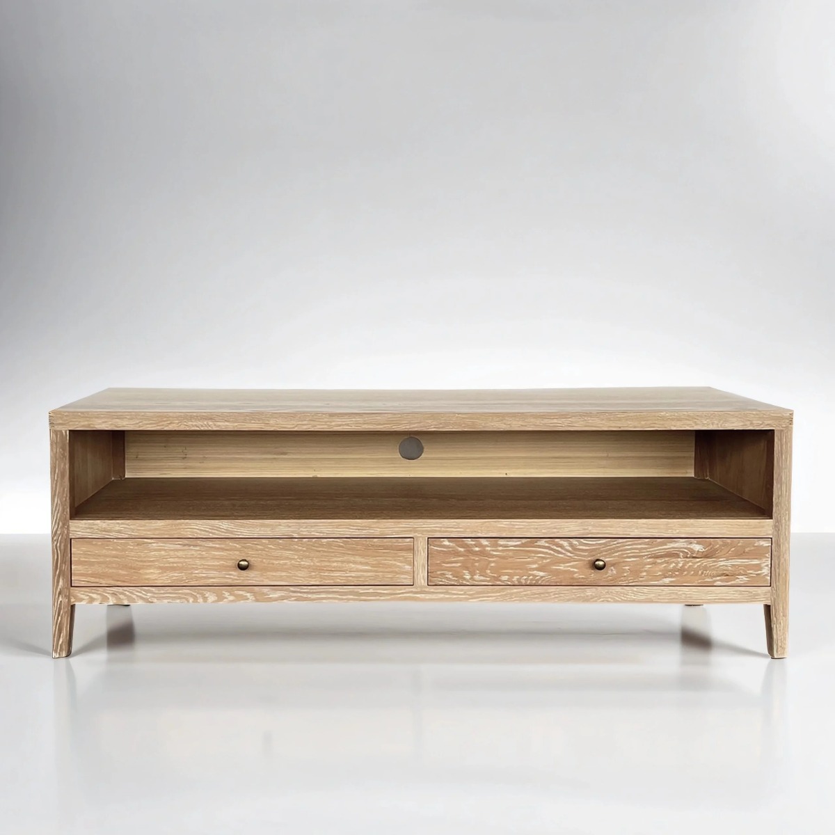 "Noosa" TV Entertainment Unit Whitewashed Oak, 160cmW x 50cmD x 55cmH (RRP $1499) - Image 4