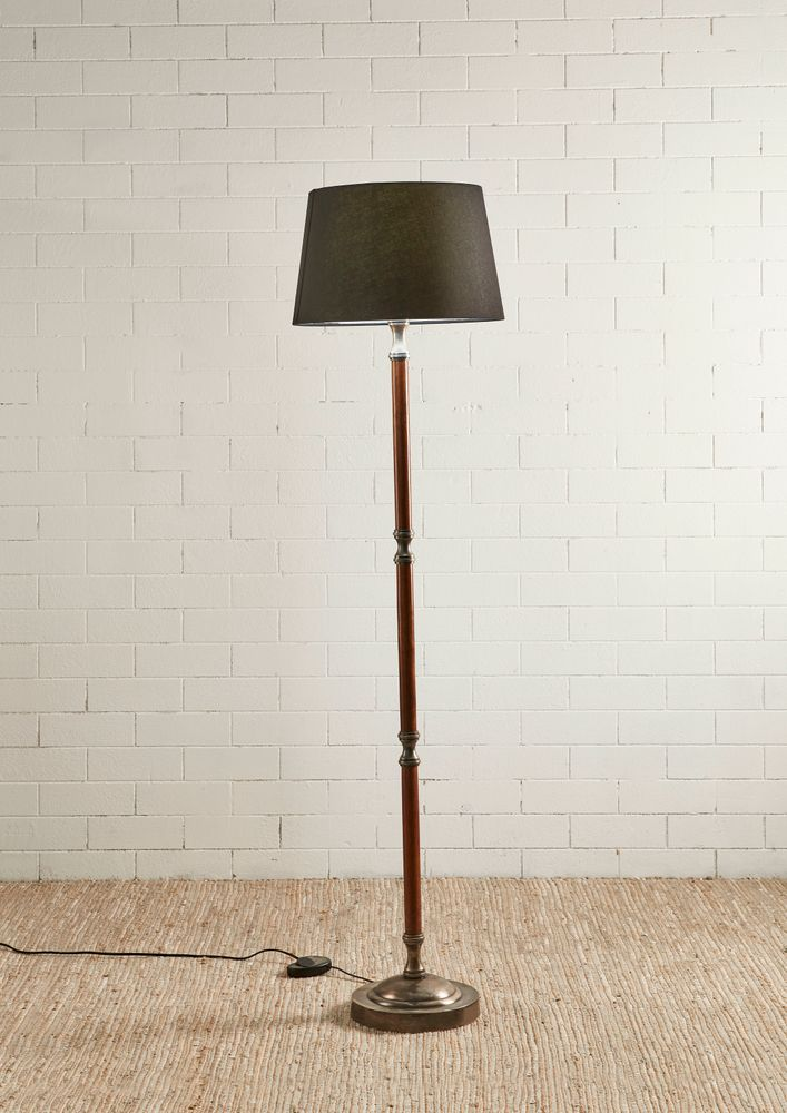 Brunswick Floor Lamp Base Silver with Timber (RRP $770)