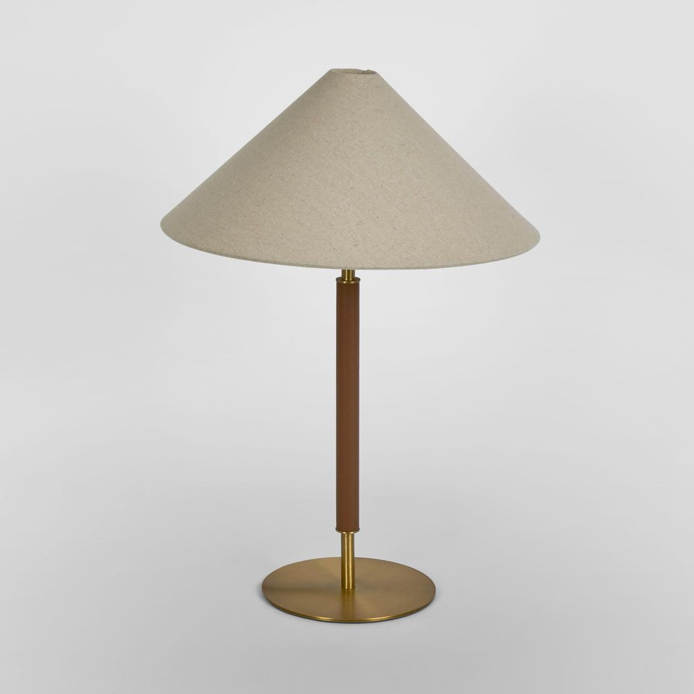 Huntley Leather & Brass Table Lamp & Shade (RRP $429) - Image 2