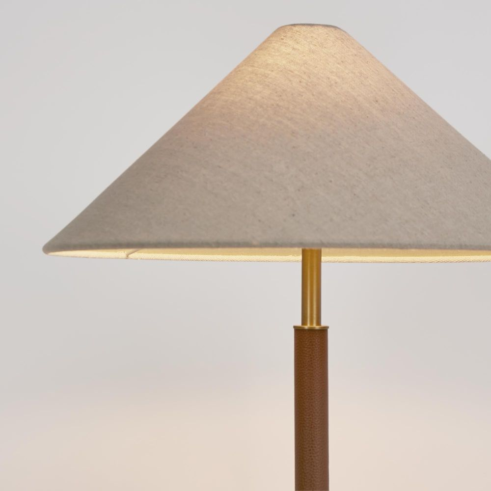Huntley Leather & Brass Table Lamp & Shade (RRP $429) - Image 3
