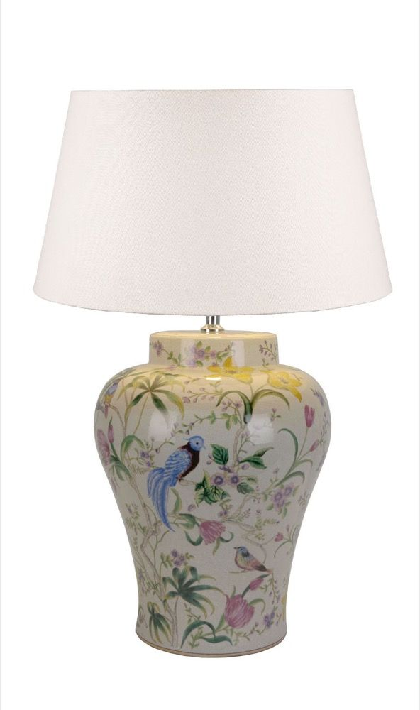 Raffles Bird Ceramic Table Lamp Base White (RRP $869)