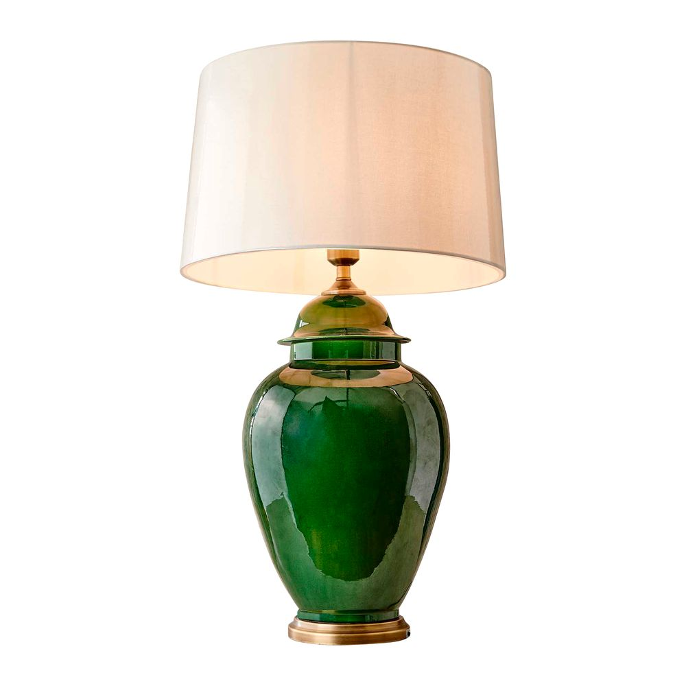 Fine Cotton Ceramic Table Lamp Base Emerald (RRP $836)