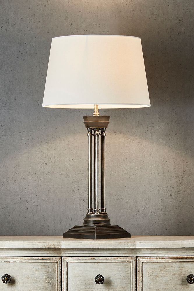 Hudson Table Lamp Base Antique Silver (RRP $869)