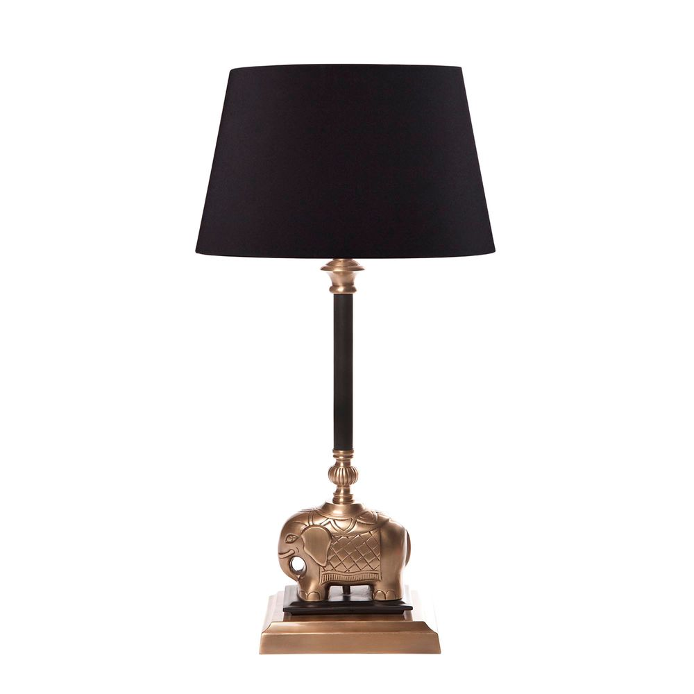 Sabu Elephant Table Lamp Base Antique Brass and Black (RRP $539)