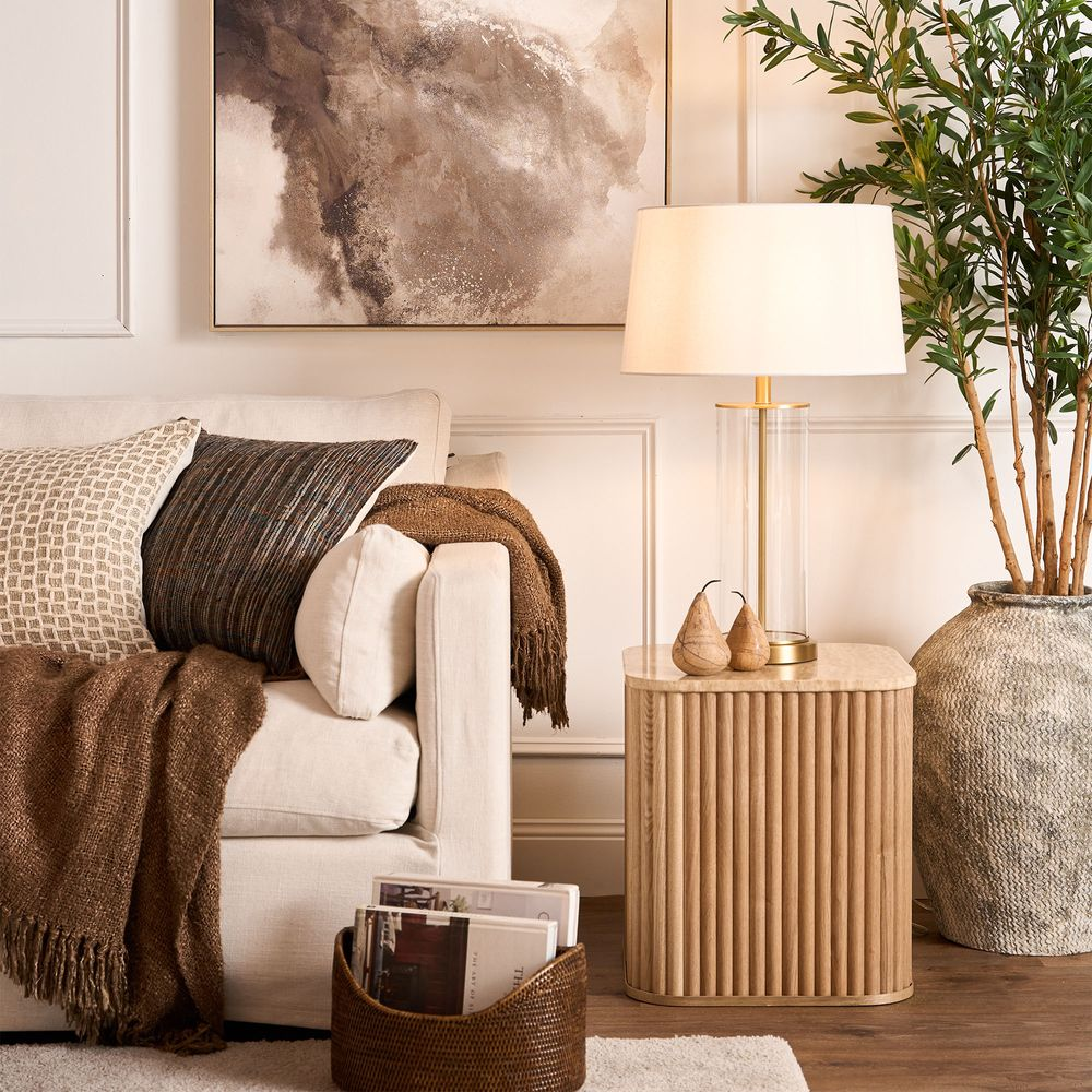 Iris Glass Table Lamp Base Antique Brass (RRP $429) - Image 2