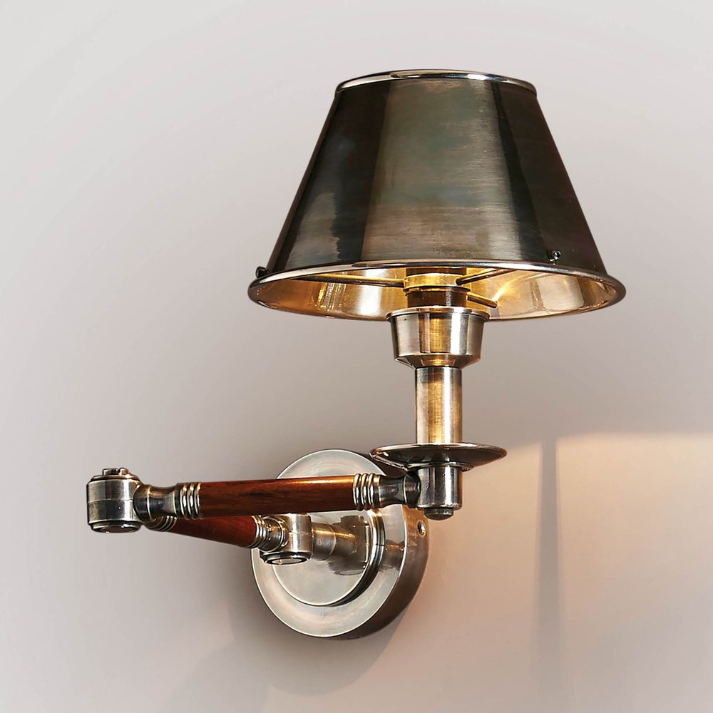 Benton Wall Light with Metal Shade Antique Silver (RRP $594)