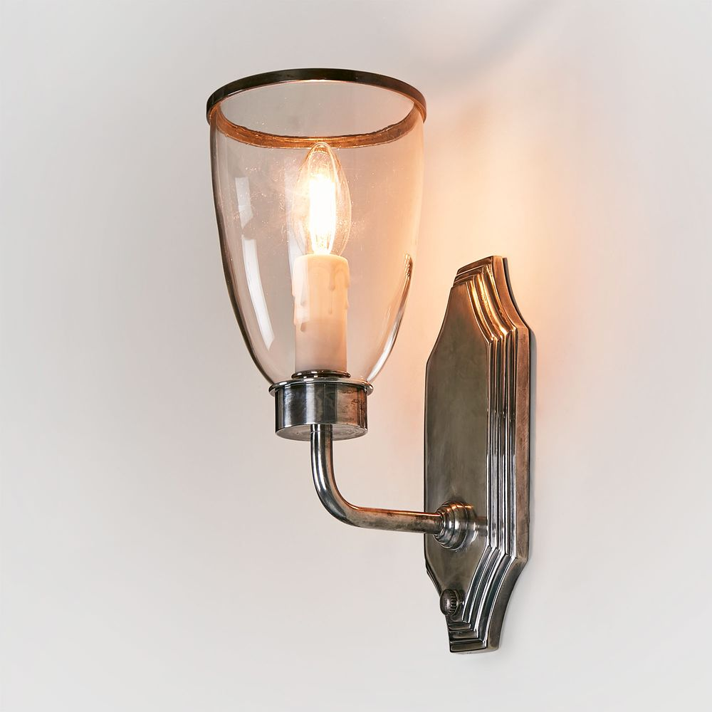 Westbrook Wall Light with Glass Shade Antique Silver (RRP $341)