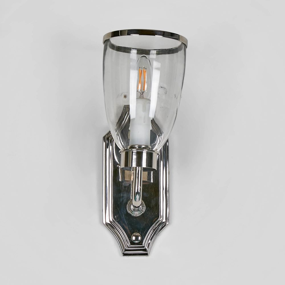 Westbrook Wall Light with Glass Shade Shiny Nickel (RRP $341) - Image 2