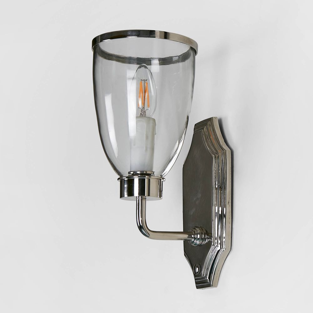 Westbrook Wall Light with Glass Shade Shiny Nickel (RRP $341) - Image 3