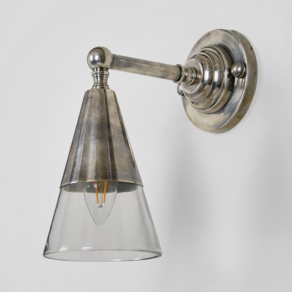 Otto Wall Light With Glass Shade Antique Silver (RRP $363) - Image 4