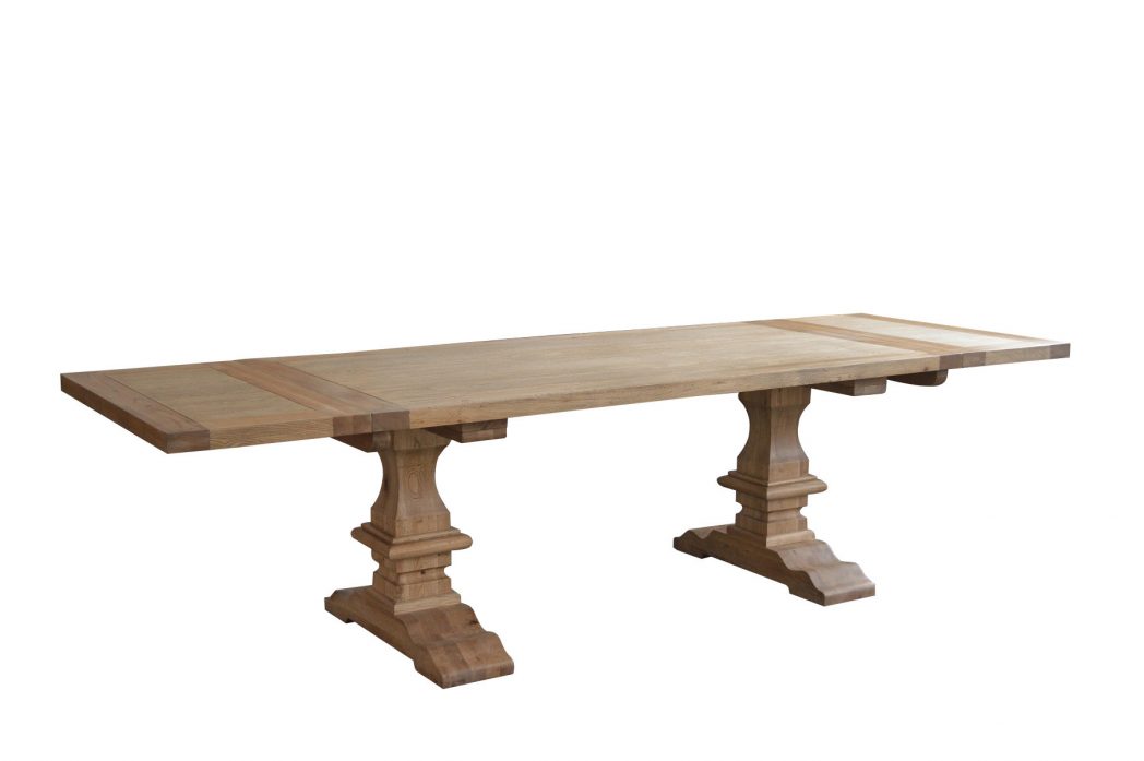 "Provence" Hamptons Style Frech Provincial Solid Oak Extension Table Natural Oak, 200-300cmW x 100cmD x 78cmH (RRP $4999)