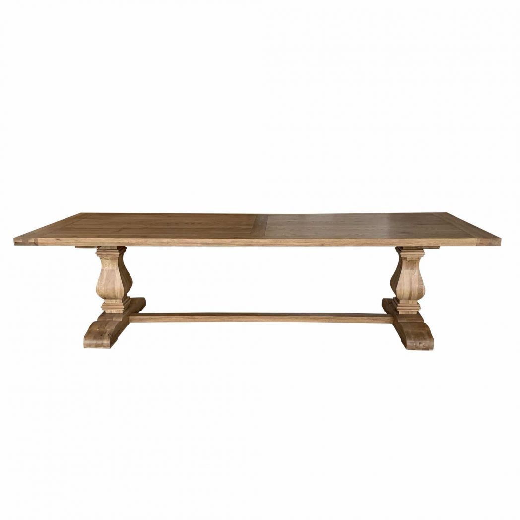 "Hampshire" Hamptons Style French Provincial Oak Dining Table Natural Oak, 300cmW x 100cmD x 78cmH (RRP $4999)