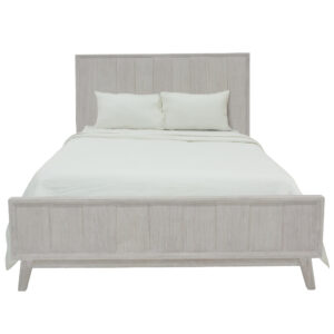 "Alena" Hampton Style Hardwood Timber Queen Bed Whitewash, 223.5X161X125CM (RRP $1499)