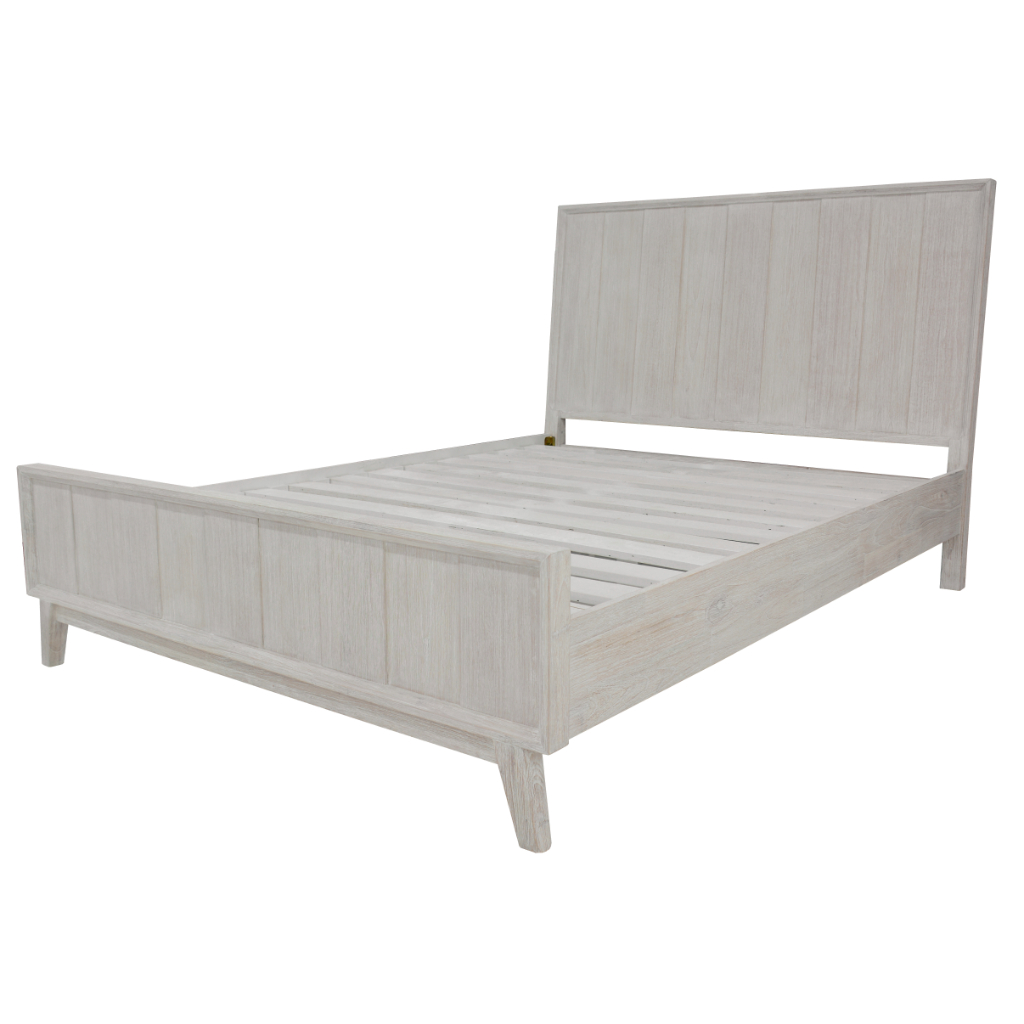 "Alena" Hampton Style Hardwood Timber Queen Bed Whitewash, 223.5X161X125CM (RRP $1499) - Image 3