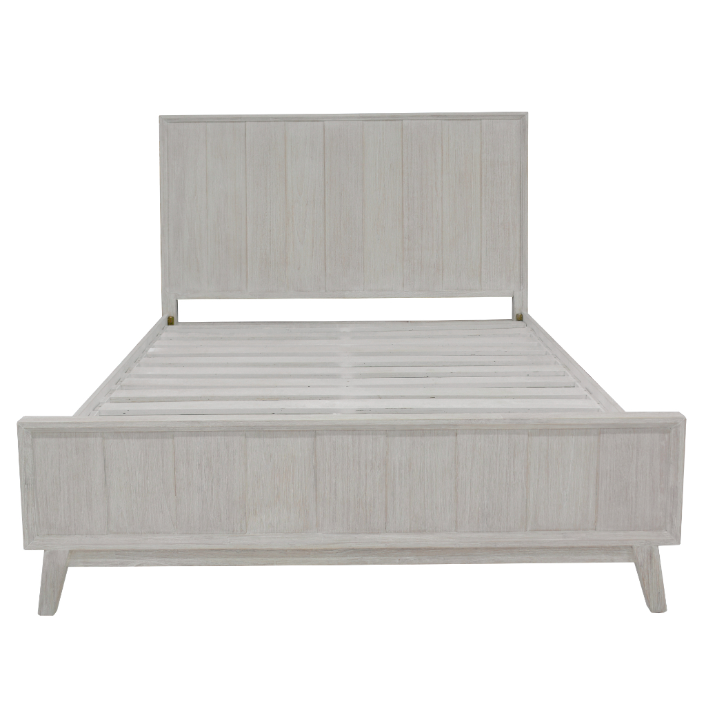 "Alena" Hampton Style Hardwood Timber Queen Bed Whitewash, 223.5X161X125CM (RRP $1499) - Image 4