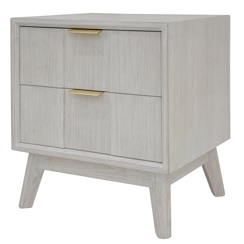 "Alena" Hampton Style Hardwood Timber 2 Drawer Bedside Whitewash, 55X42X60CM (RRP $449) - Image 3