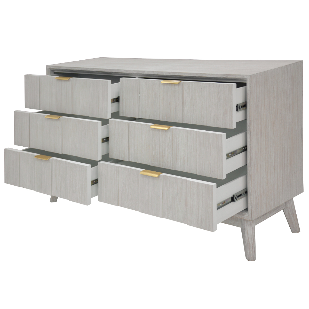 "Alena" Hampton Style Hardwood Timber 6 Drawer Dresser Whitewash, 140X42X82CM (RRP $1499) - Image 3