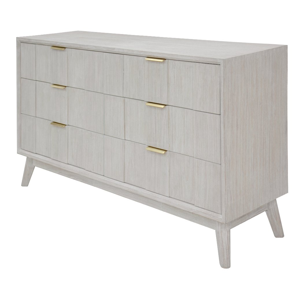 "Alena" Hampton Style Hardwood Timber 6 Drawer Dresser Whitewash, 140X42X82CM (RRP $1499) - Image 4