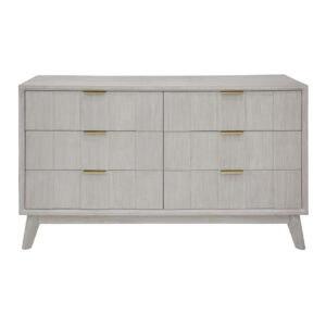 "Alena" Hampton Style Hardwood Timber 6 Drawer Dresser Whitewash, 140X42X82CM (RRP $1499)