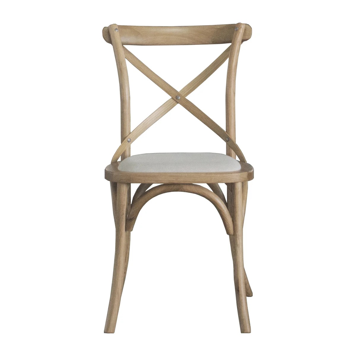"Paris" Hamptons Style Oak Timber Dining Chair Cross Back Natural Oak with Linen Seat (RRP $349)