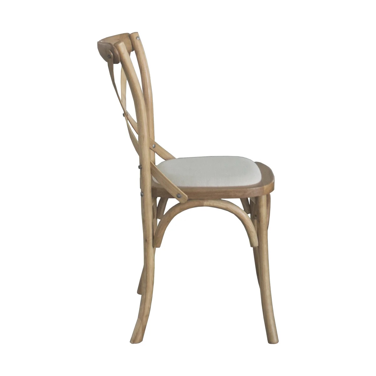 "Paris" Hamptons Style Oak Timber Dining Chair Cross Back Natural Oak with Linen Seat (RRP $349) - Image 2