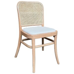 wp-image-tigress-55102.jpg "Miami" Commercial Grade Beech Timber & Rattan Dining Chair, Fabric Seat, Natural (RRP $299)