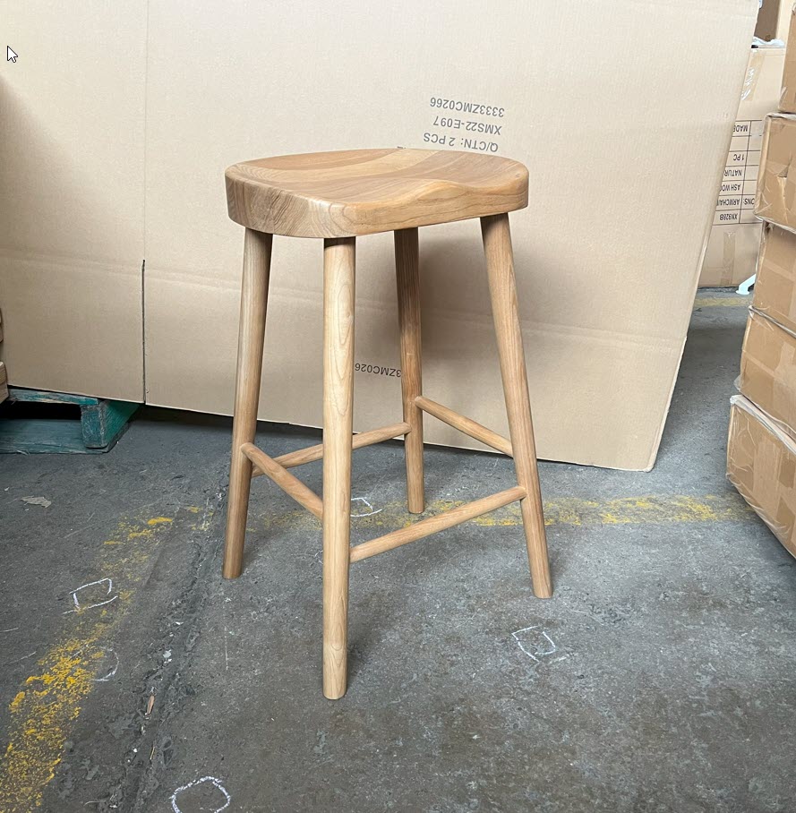 "Tractor" Ashwood Timber Saddle Kitchen Counter Stool, Natural (RRP $299) - Image 3