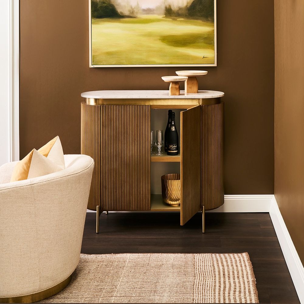 Demarco Cabinet Antique Gold, 110cm W x 45cm D x 100cm H (RRP $4169) - Image 2
