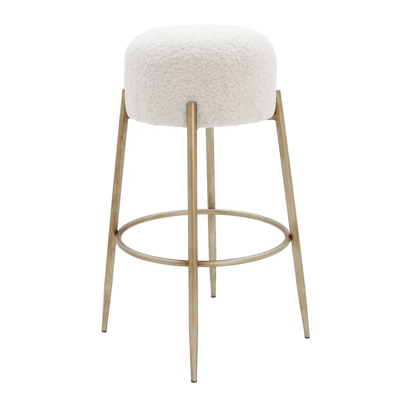 Nino Kitchen Stool White Boucle, 49cm W x 50.5cm D x 105.5cm H (RRP $451)