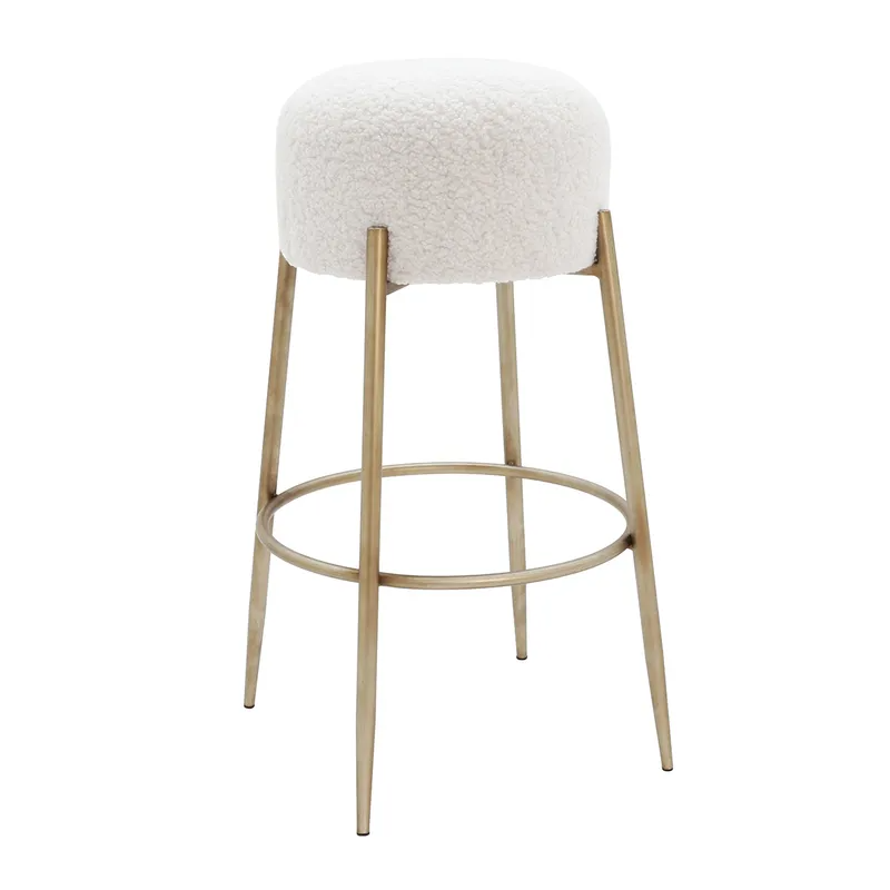 Nino Kitchen Stool White Boucle, 49cm W x 50.5cm D x 105.5cm H (RRP $451) - Image 4