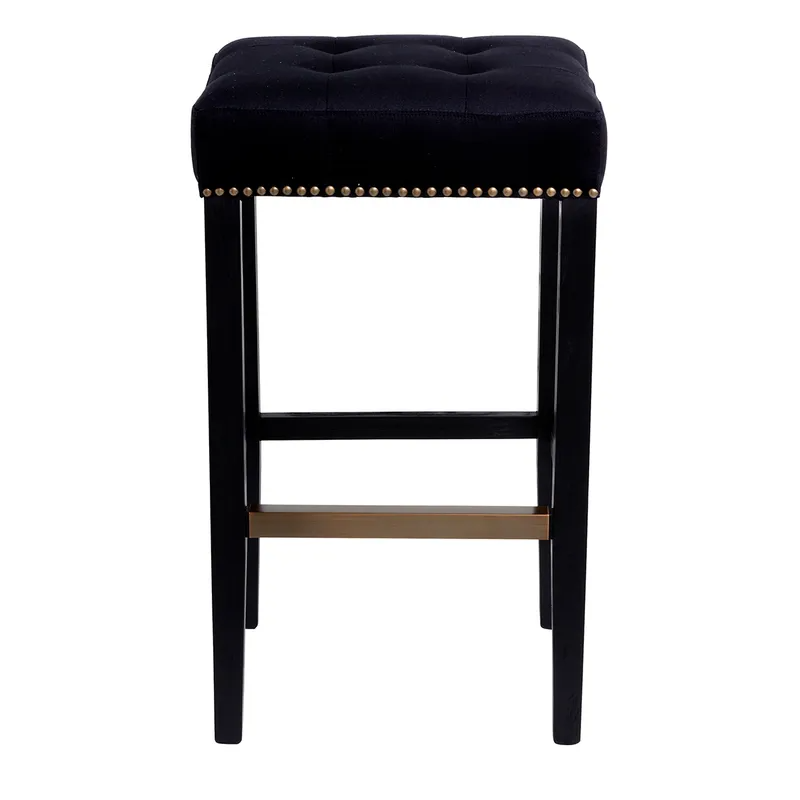 Canyon Black Bar Stool Black Cotton, 57.50cm W x 45cm D x 75cm H (RRP $583)