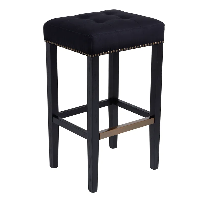 Canyon Black Bar Stool Black Cotton, 57.50cm W x 45cm D x 75cm H (RRP $583) - Image 2
