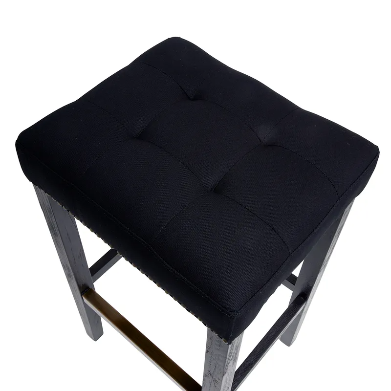 Canyon Black Bar Stool Black Cotton, 57.50cm W x 45cm D x 75cm H (RRP $583) - Image 3
