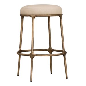 wp-image-tigress-55347.jpeg Heston Brass Kitchen Stool Natural Linen, 57.50cm W x 45cm D x 75cm H (RRP $1089)