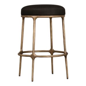 wp-image-tigress-55359.jpeg Heston Brass Kitchen Stool Black Linen, 49cm W x 49cm D x 71cm H (RRP $1089)
