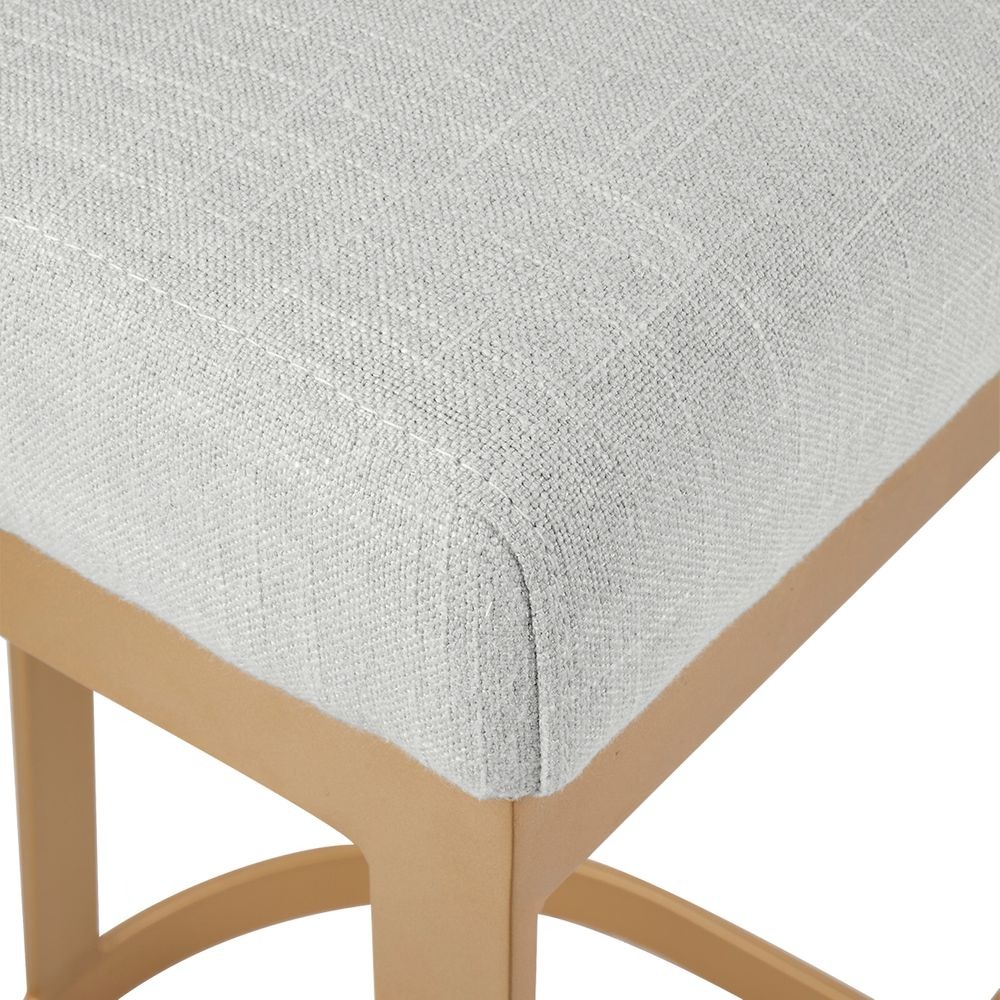 Brooke Brass Kitchen Stool Natural Linen, 52cm W x 41cm D x 66cm H (RRP $781) - Image 4