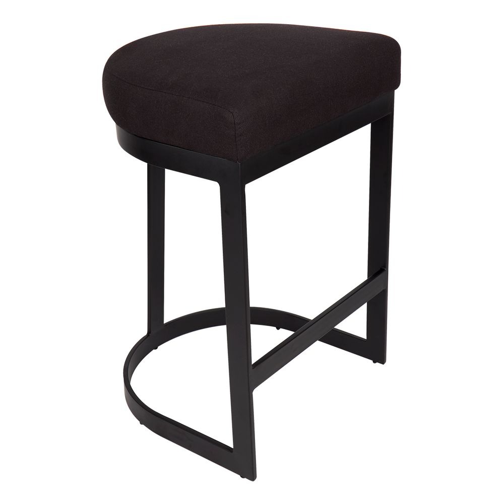 Brooke Black Kitchen Stool Black Linen, 52cm W x 41cm D x 66cm H (RRP $781)