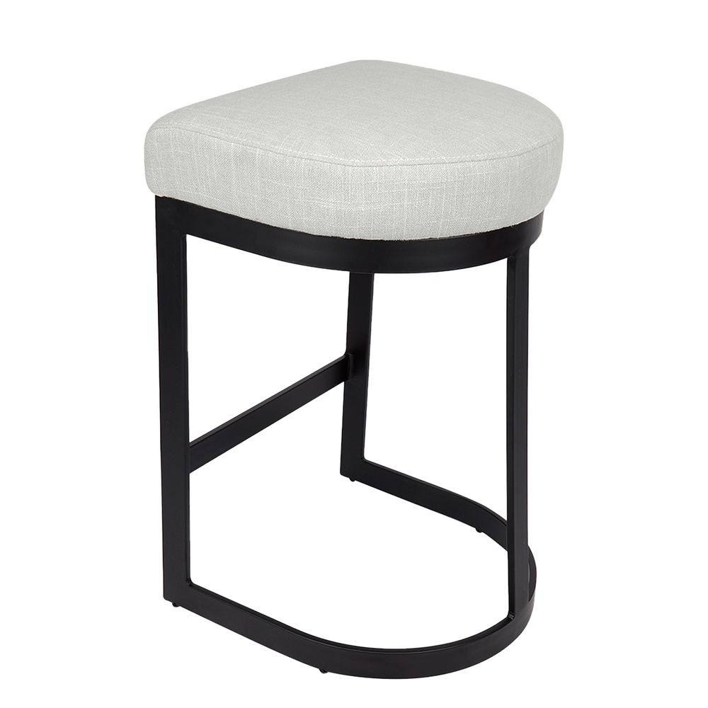 Brooke Black Kitchen Stool Natural Linen, 52cm W x 41cm D x 66cm H (RRP $781) - Image 4
