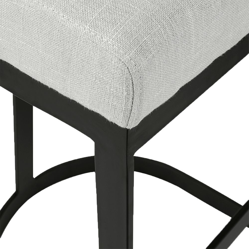 Brooke Black Kitchen Stool Natural Linen, 52cm W x 41cm D x 66cm H (RRP $781) - Image 5
