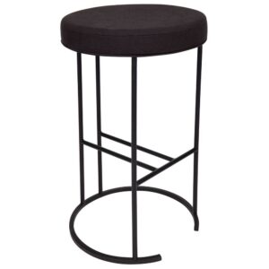 wp-image-tigress-55390.jpeg Blackley Black Iron Kitchen Stool Black Linen, 40cm Dia x 66cm H (RRP $319)