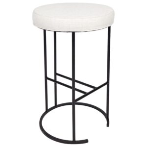 wp-image-tigress-55395.jpeg Blackley Black Iron Kitchen Stool Natural Linen, 40cm Dia x 66cm H (RRP $319)