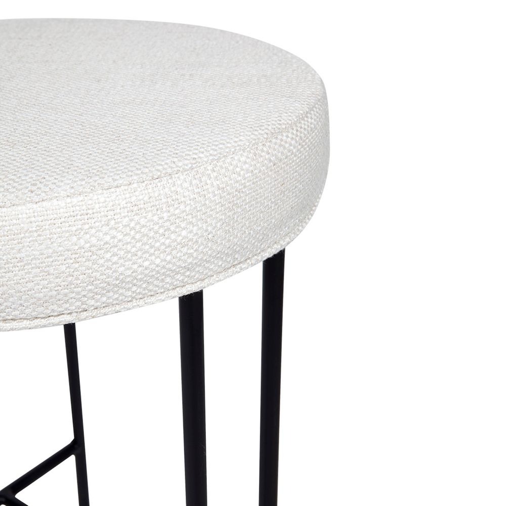 Blackley Black Iron Kitchen Stool Natural Linen, 40cm Dia x 66cm H (RRP $319) - Image 5