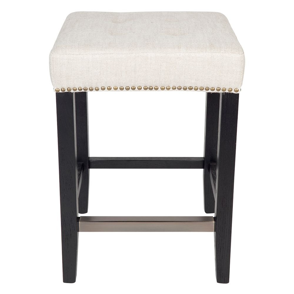 Canyon Black Kitchen Stool Natural Linen, 38cm Dia x 65cm H (RRP $583)