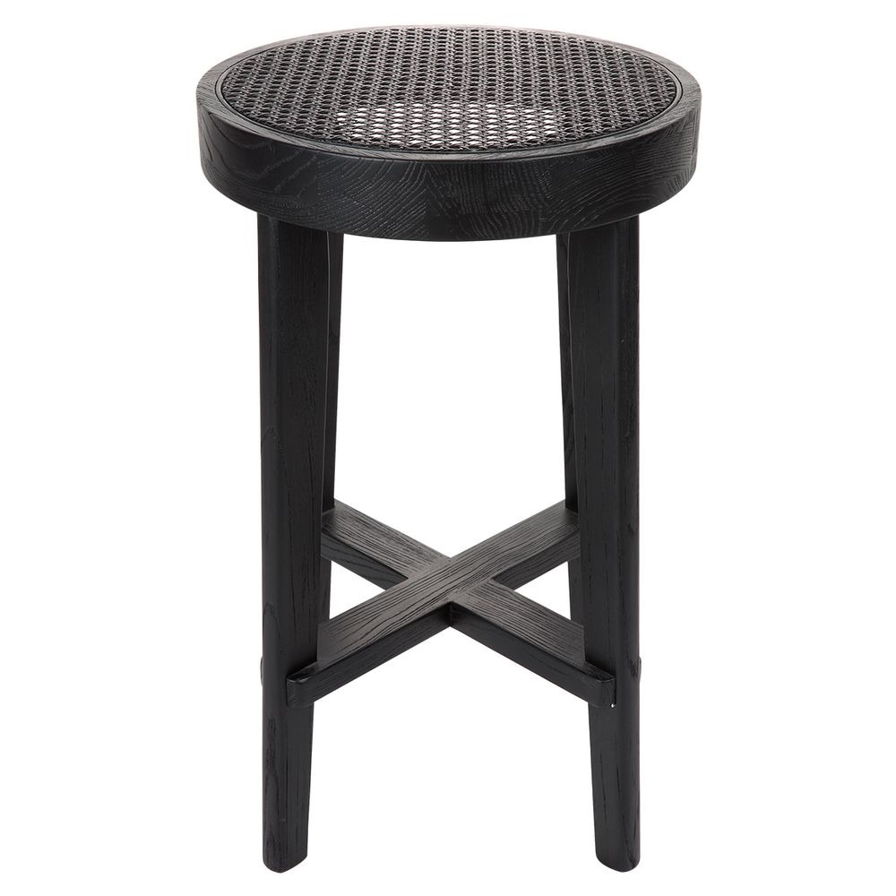 Cape Byron Rattan Kitchen Stool Black, 43cm W x 38cm D x 65cm H (RRP $649)