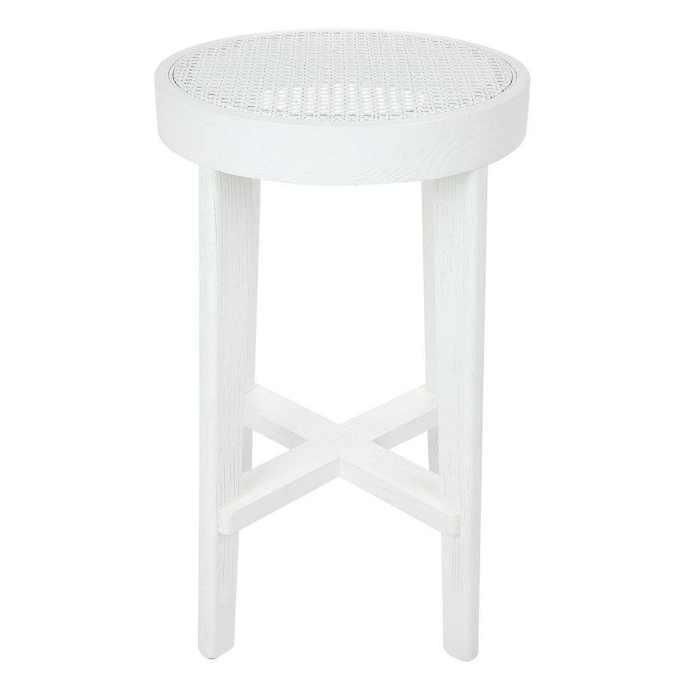Cape Byron Rattan Kitchen Stool White, 43cm W x 38cm D x 65cm H (RRP $649)