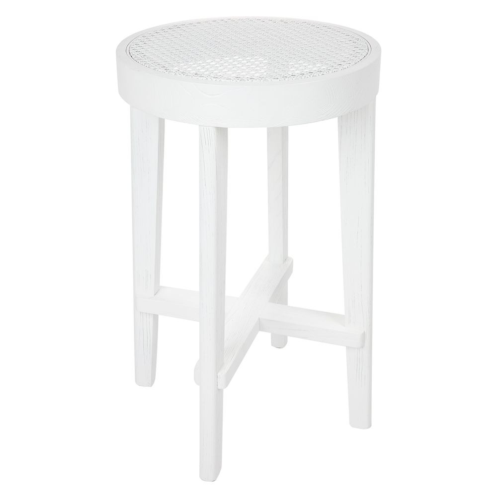 Cape Byron Rattan Kitchen Stool White, 43cm W x 38cm D x 65cm H (RRP $649) - Image 2